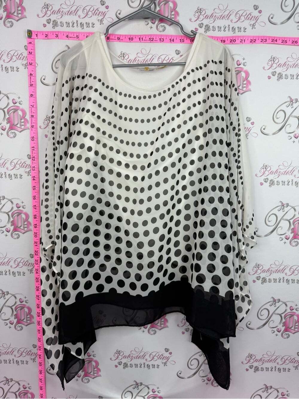 Milano blouse shirt Black and White Polka Dot Sheer Blouse